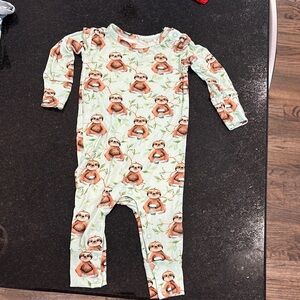 Posh Peanut Green and Brown Sloth bodysuit